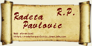 Radeta Pavlović vizit kartica
